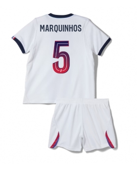 Billige Fotballdrakt Paris Saint-Germain Marquinhos #5 Replika Bortedraktsett Barn 2026-27 Kortermet (med bukser)